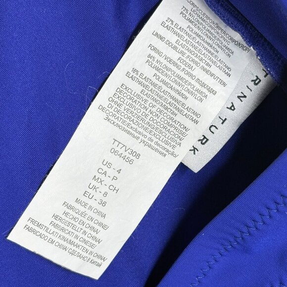 Trina Turk Blue Jakarta Embroidered Hi Neck One Piece Swimsuit Women's Size 4 - Picture 10 of 12